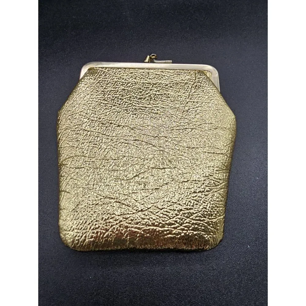 vintage gold metallic snap closure coin purse a 